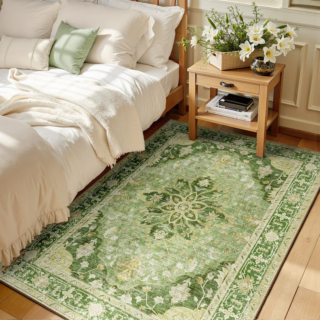 Washable Area Rug (Green/Yellow / 3' x 5' (Rectangular))