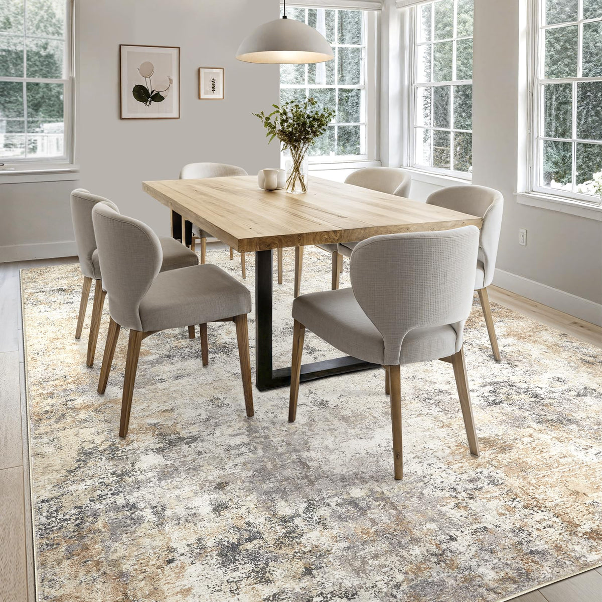5x8 Area Rug Living Room Rugs (Golden Grey / 5' x 8' (Rectangular))