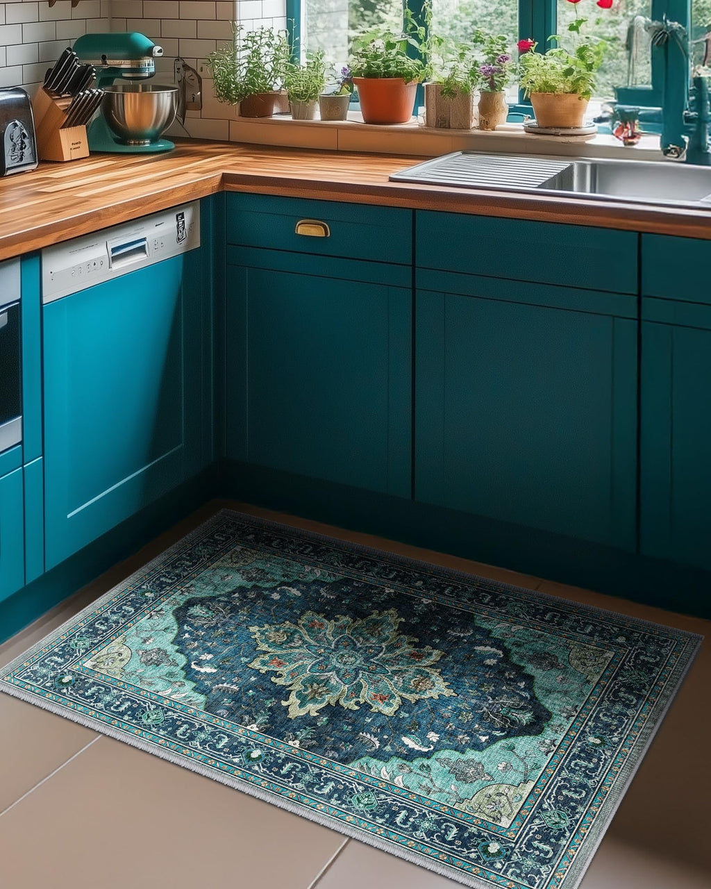 Washable Area Rug (Teal / 2' x 4' (Rectangular))