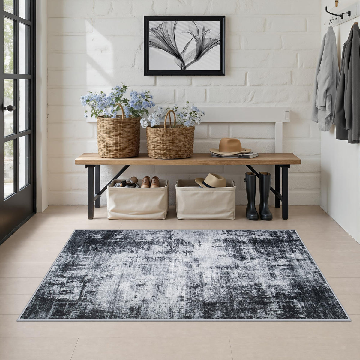 Area Rug Living Room (Dark Black / 3' x 5' (Rectangular))