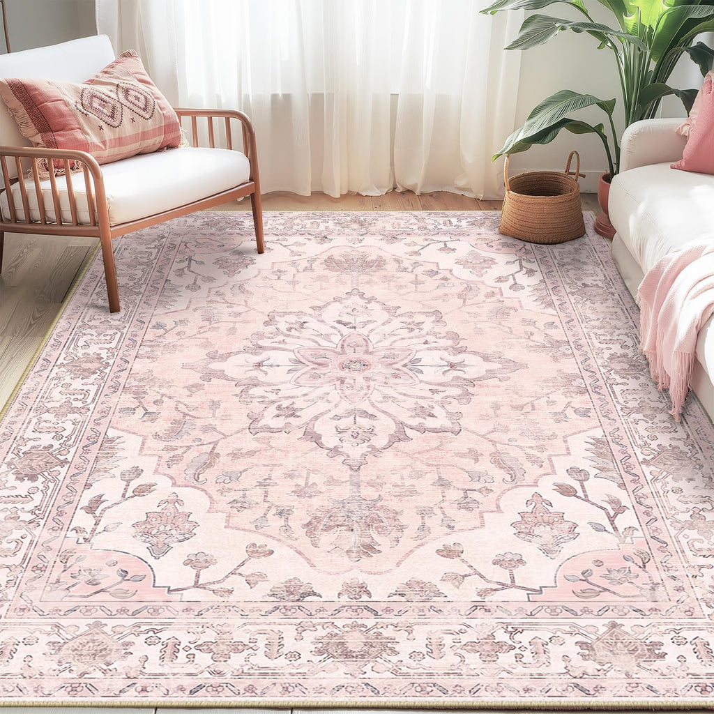 Washable Area Rug (Pink / 5' x 7' (Rectangular))