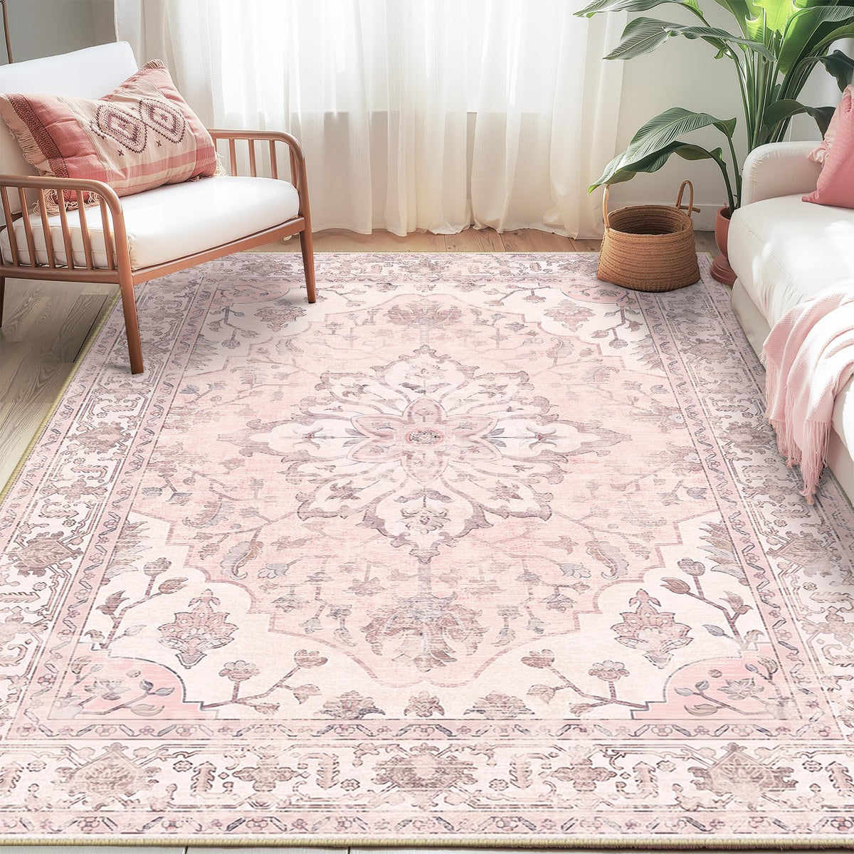 Washable Area Rug (Pink / 5' x 7' (Rectangular))