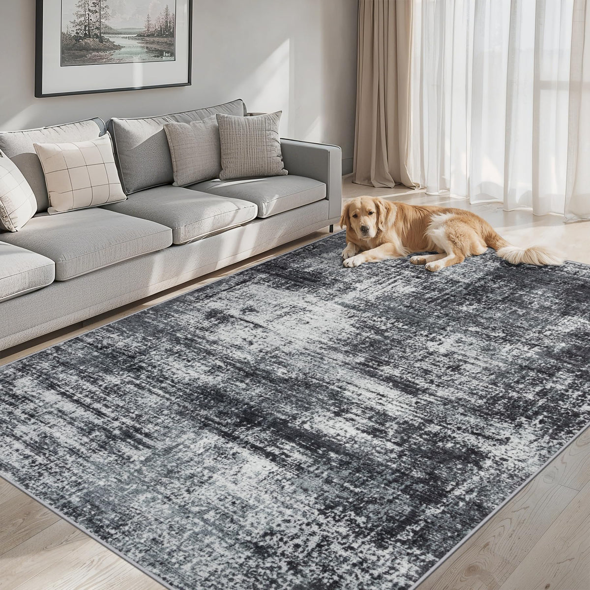 8x10 Area Rug Living Room (Dark Black / 8' x 10' (Rectangular))