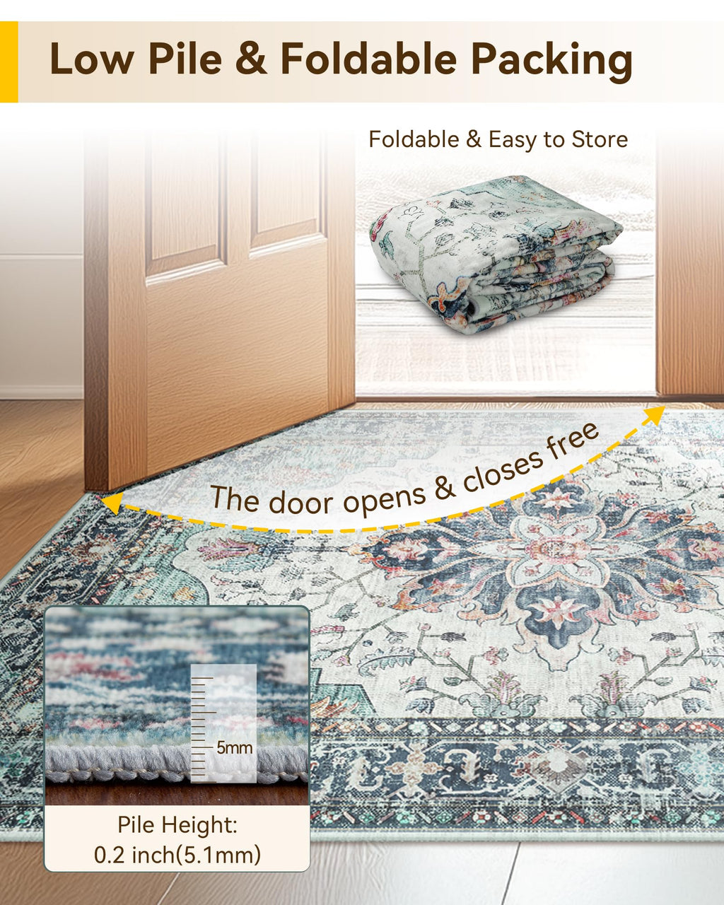 Washable Area Rug (Teal Green/White/Navy / 2' x 3' (Rectangular))