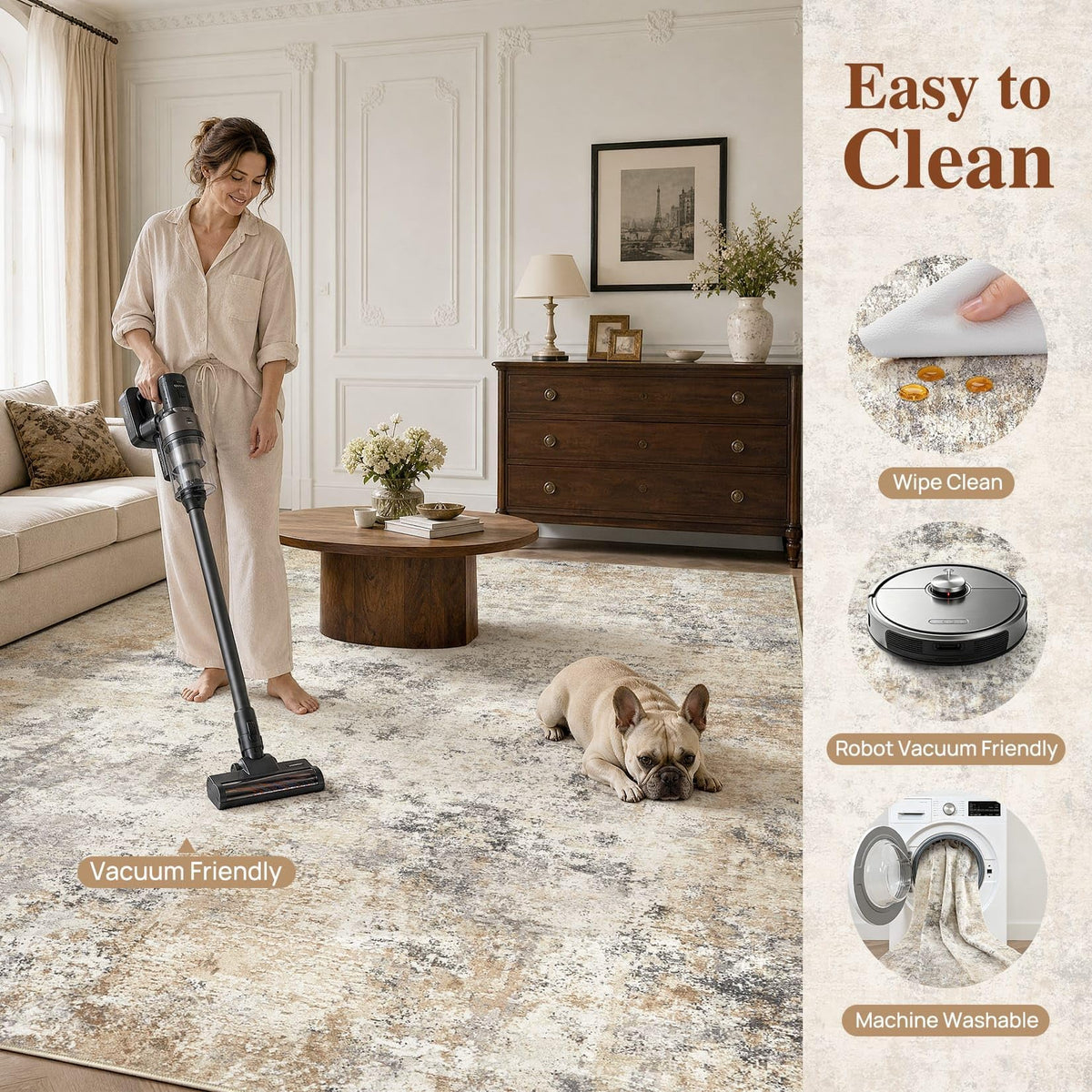 6x9 Washable Area Rug (Golden Grey / 6' x 9' (Rectangular))