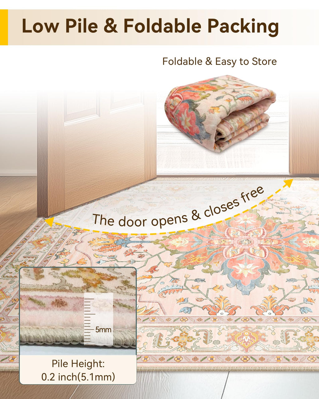 Washable Area Rug (Pink/Light Pink/Colorful / 2' x 6' (Rectangular))