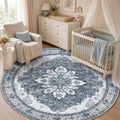 Washable Area Rug (Grey/White/Beige / 5' (Round))