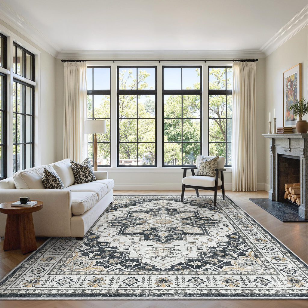 6x9 Area Rugs for Living Room (Black / 6' x 9' (Rectangular))