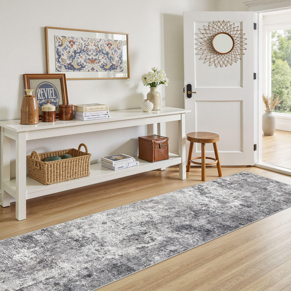 2x8 Washable Runner Rug for Hallway (Grey / 2' x 8' (Runner))