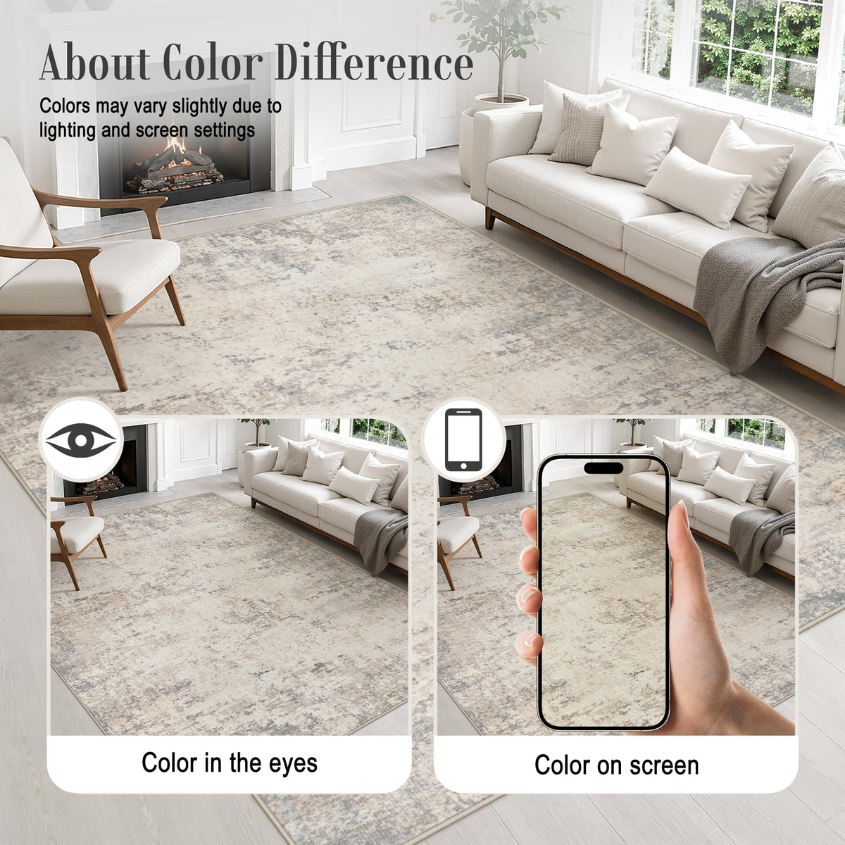 Area Rug Living Room (Grey Beige Brown / 8' x 8' (Square))