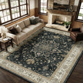 Washable Area Rug (Black/Vintage/Beige / 8' x 10' (Rectangular))