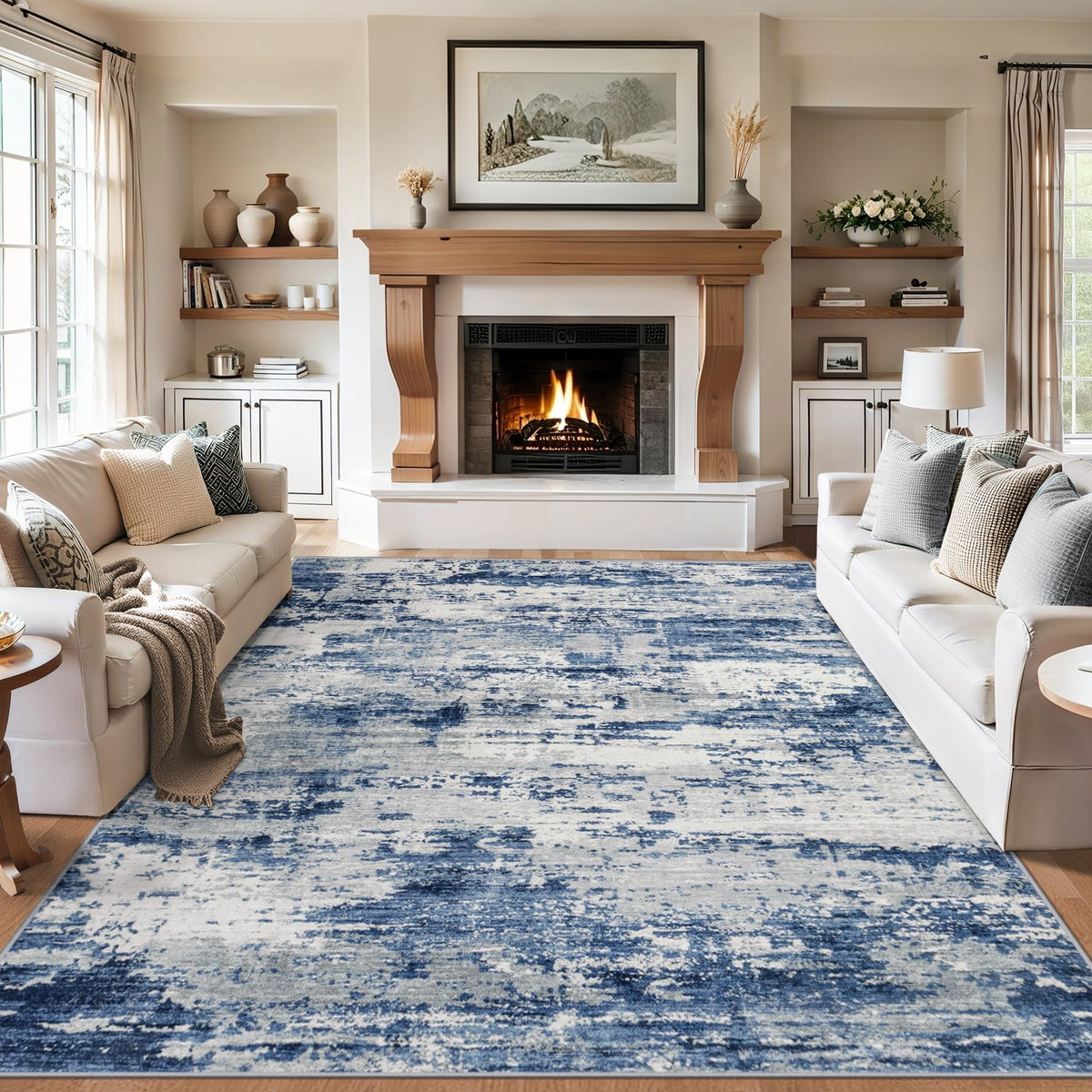 6x9 Area Rug Living Room (New-blue Grey / 6' x 9' (Rectangular))
