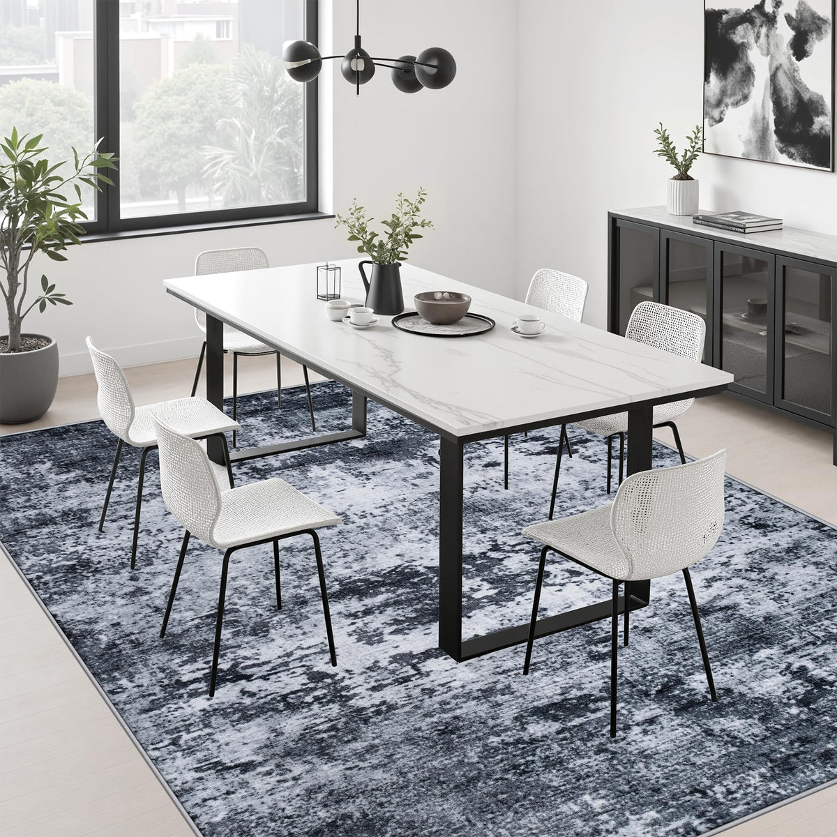 Area Rug Living Room (Black / 4' x 6' (Rectangular))