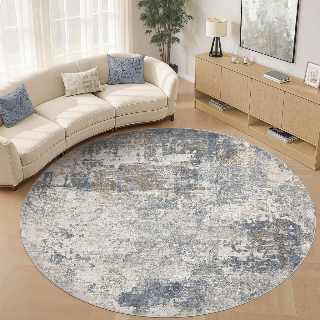 10ft Round Area Rug Living Room Rugs (Blue Grey / 10' (Round))