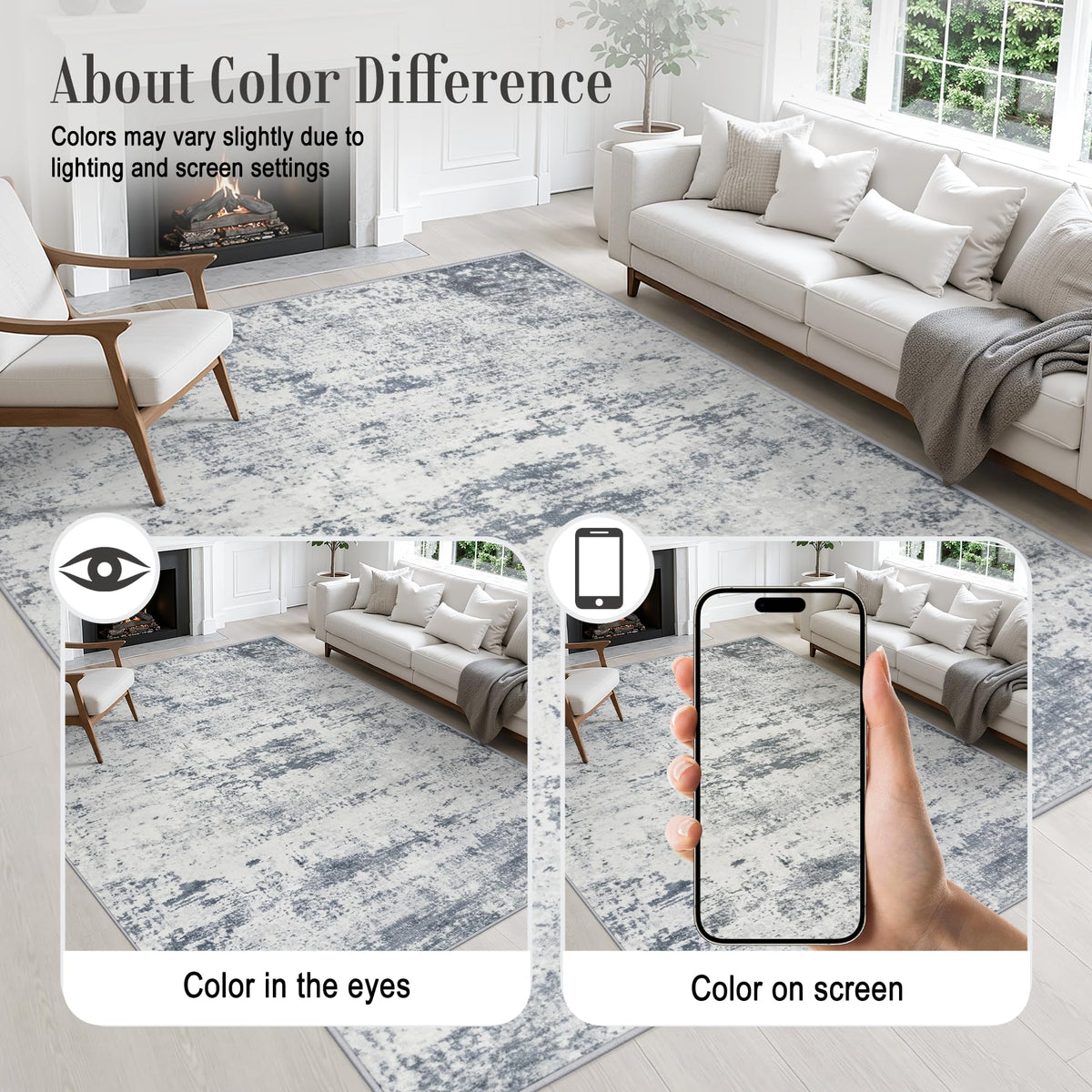 9x12 Area Rug Living Room (Blue Grey / 9' x 12' (Rectangular))