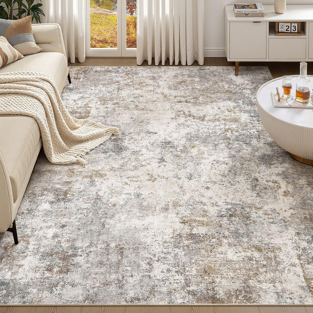 10x12 Area Rug Living Room Rugs Washable Neutral Brown Grey Carpet (Brown Grey / 10' x 12' (Rectangular))