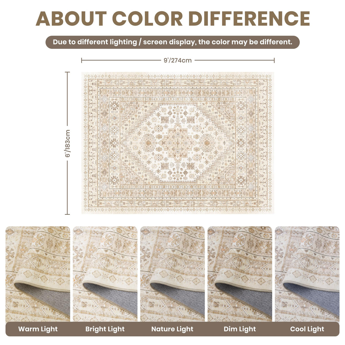 6x9 Area Rugs for Living Room (Cream/Beige / 6' x 9' (Rectangular))