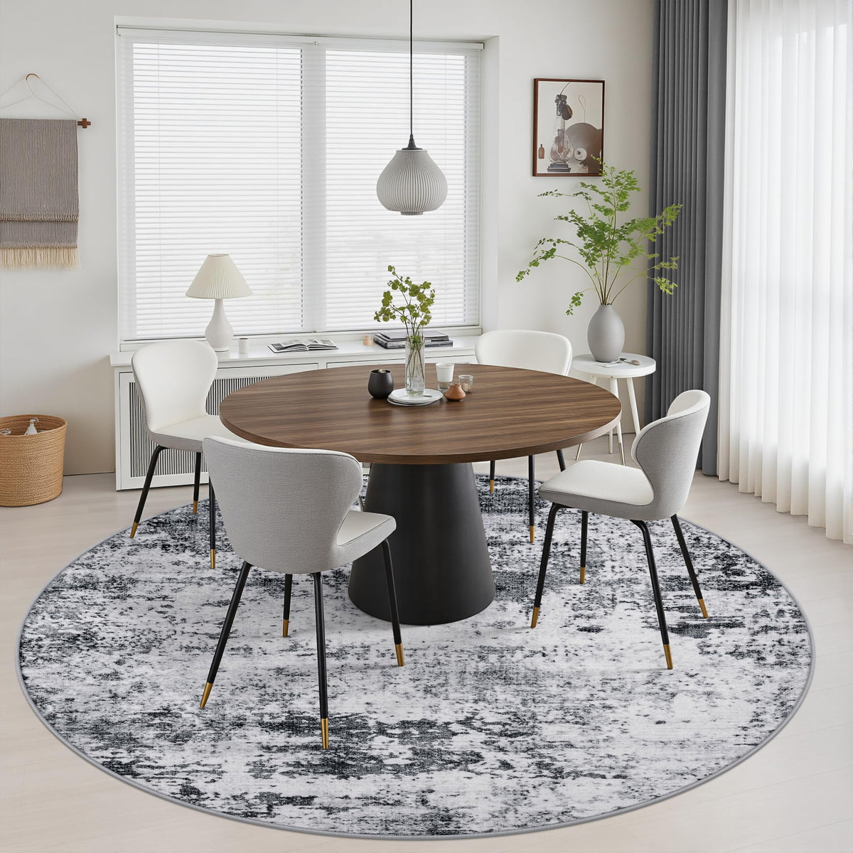 Round Area Rug Living Room (Grey / 8' (Round))