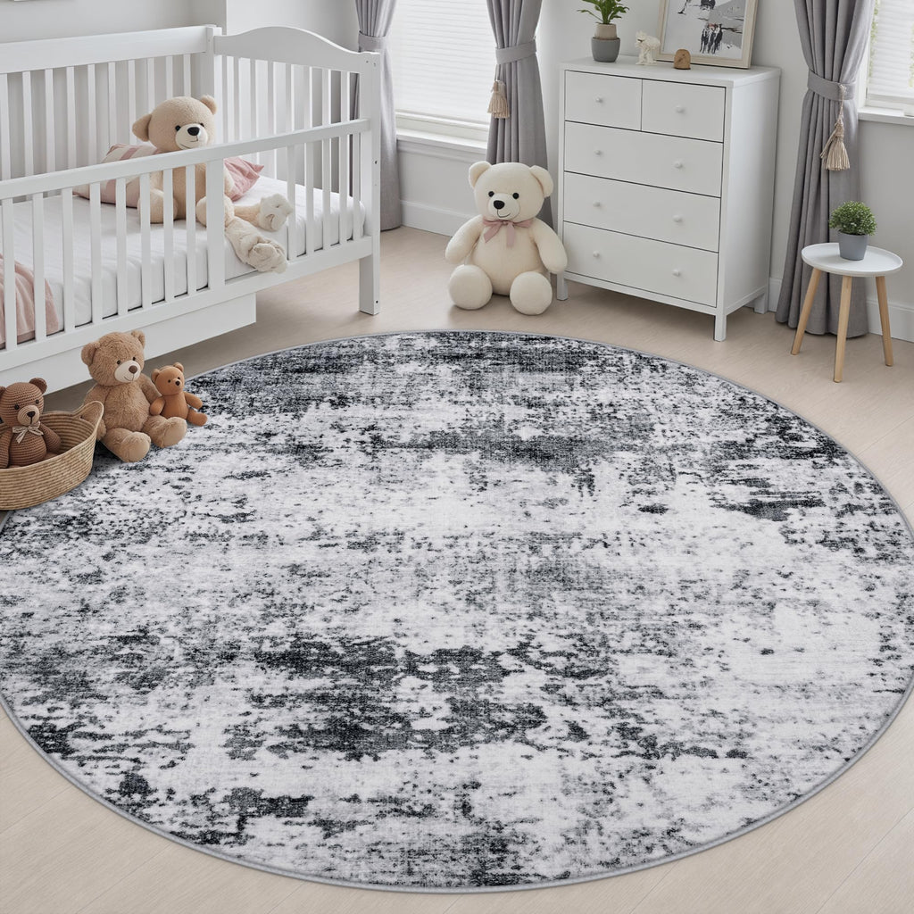 Round Area Rug Living Room (Grey / 8' (Round))