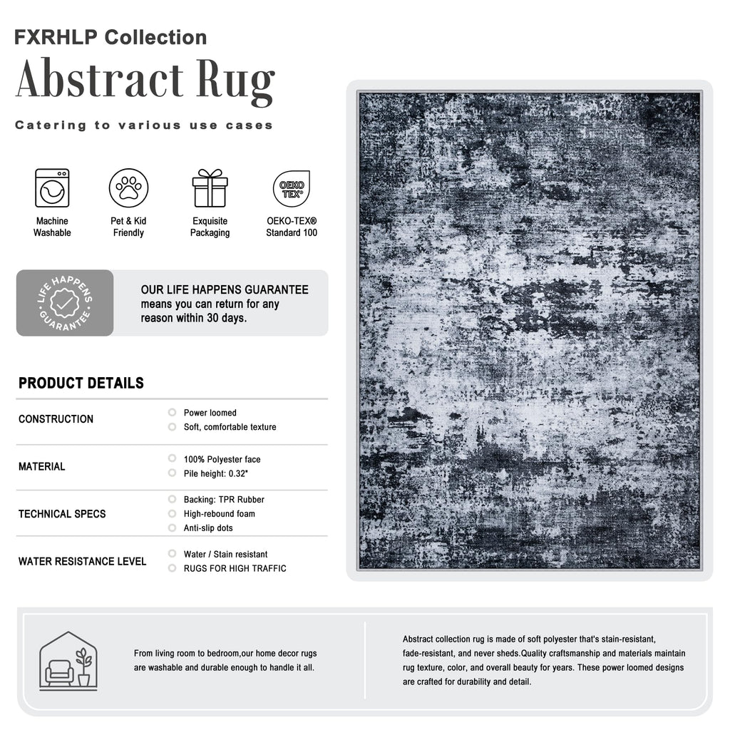 8x10 Area Rug Living Room (Black / 8' x 10' (Rectangular))