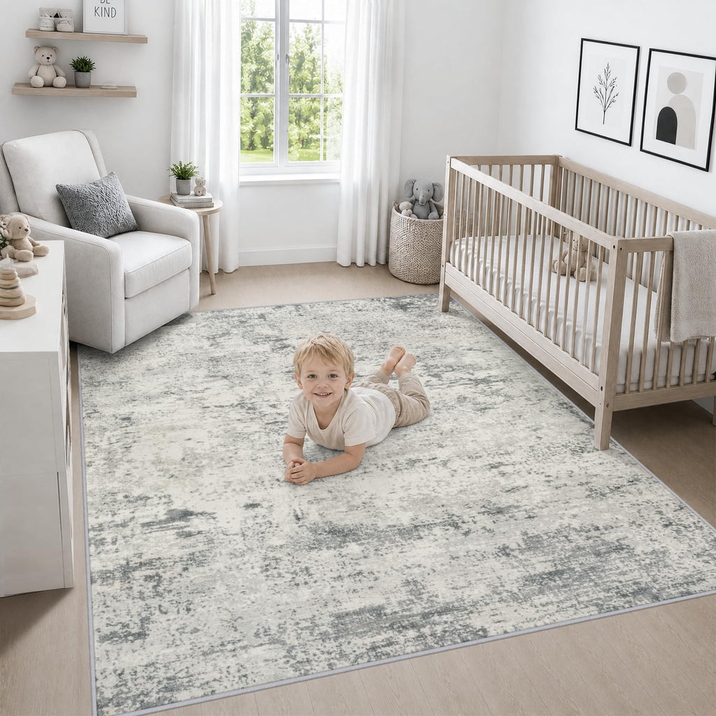 Area Rug Living Room (Grey White / 4' x 4' (Square))