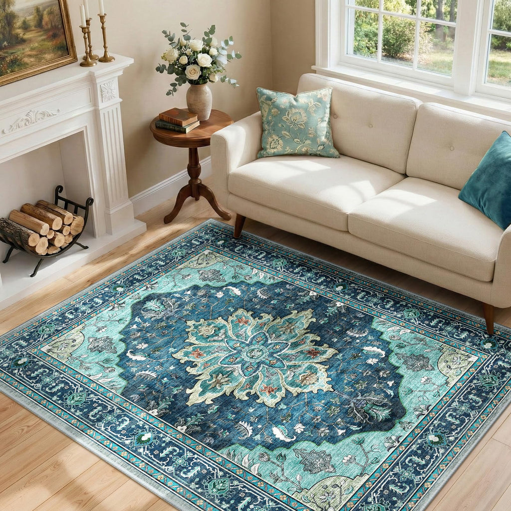 Washable Area Rug (Teal / 4' x 6' (Rectangular))
