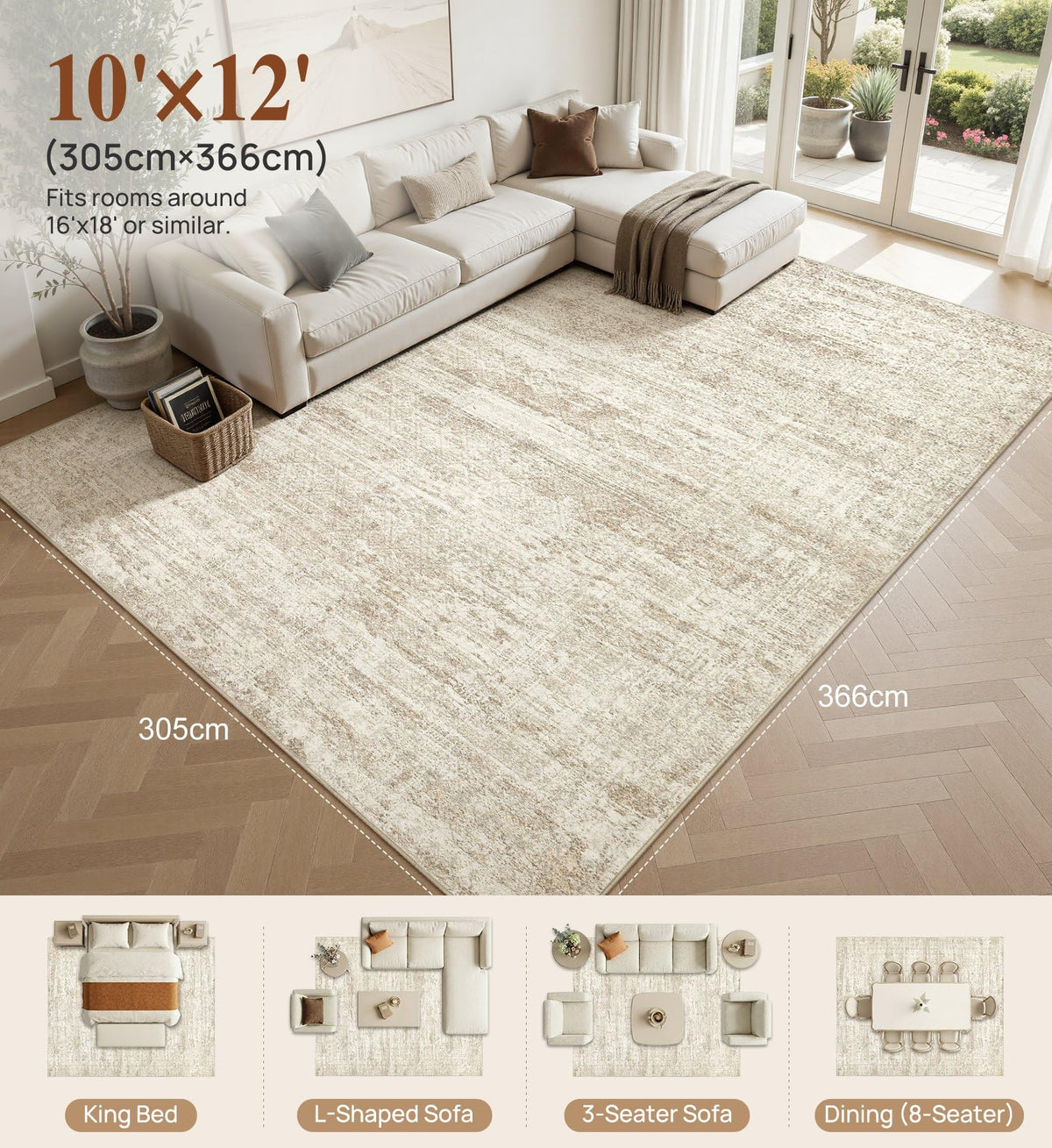 10x12 Area Rug Living Room Rugs (Beige/Brown / 10' x 12' (Rectangular))