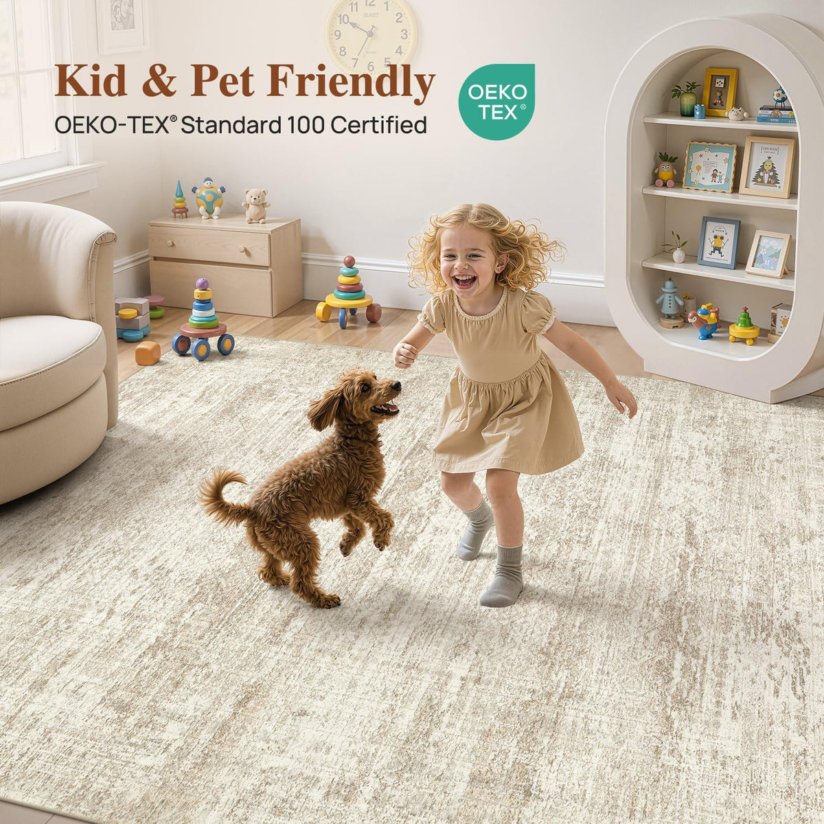5x7 Washable Area Rug (Beige/Brown / 5' x 7' (Rectangular))