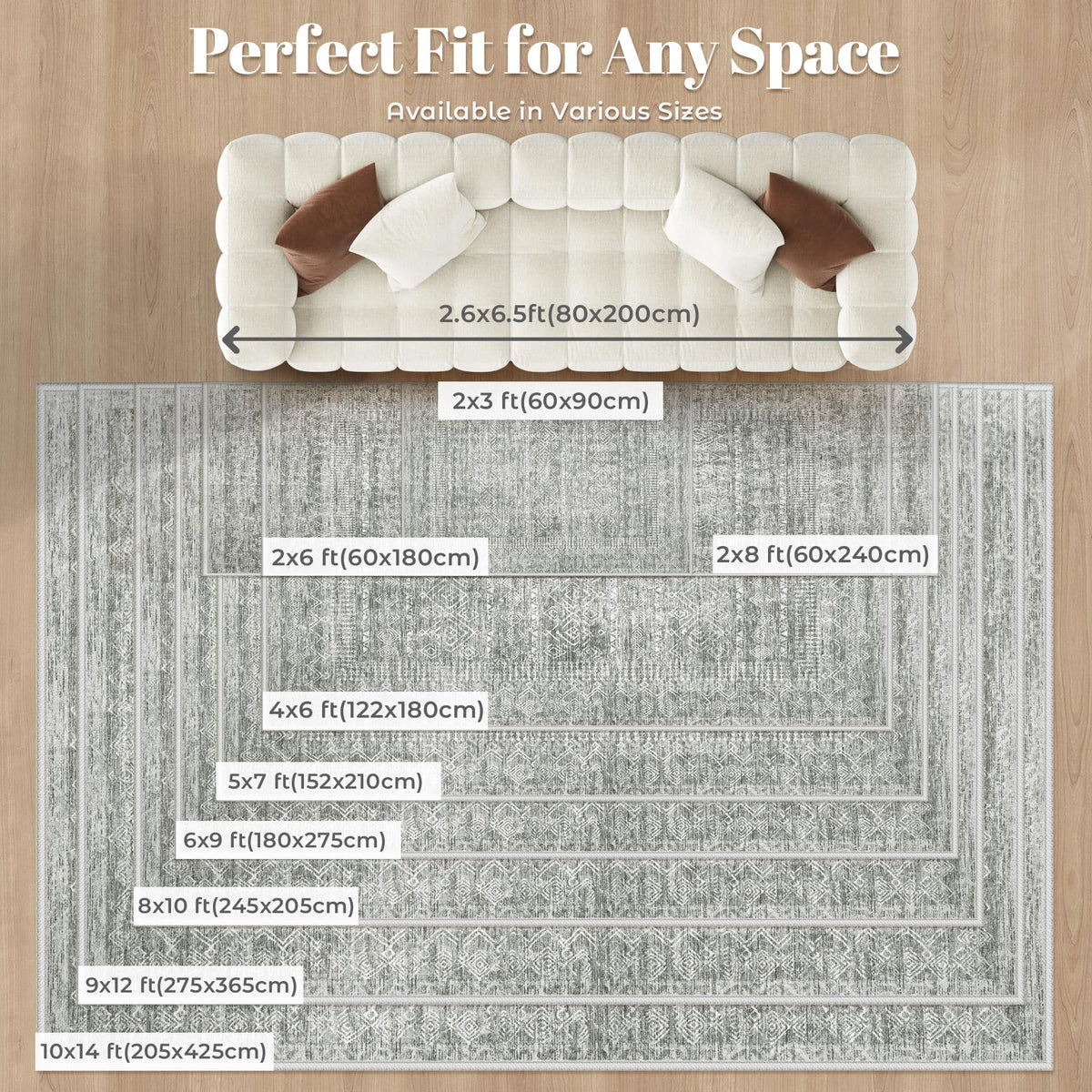 6x9 Area Rugs for Living Room (Grey / 6' x 9' (Rectangular))