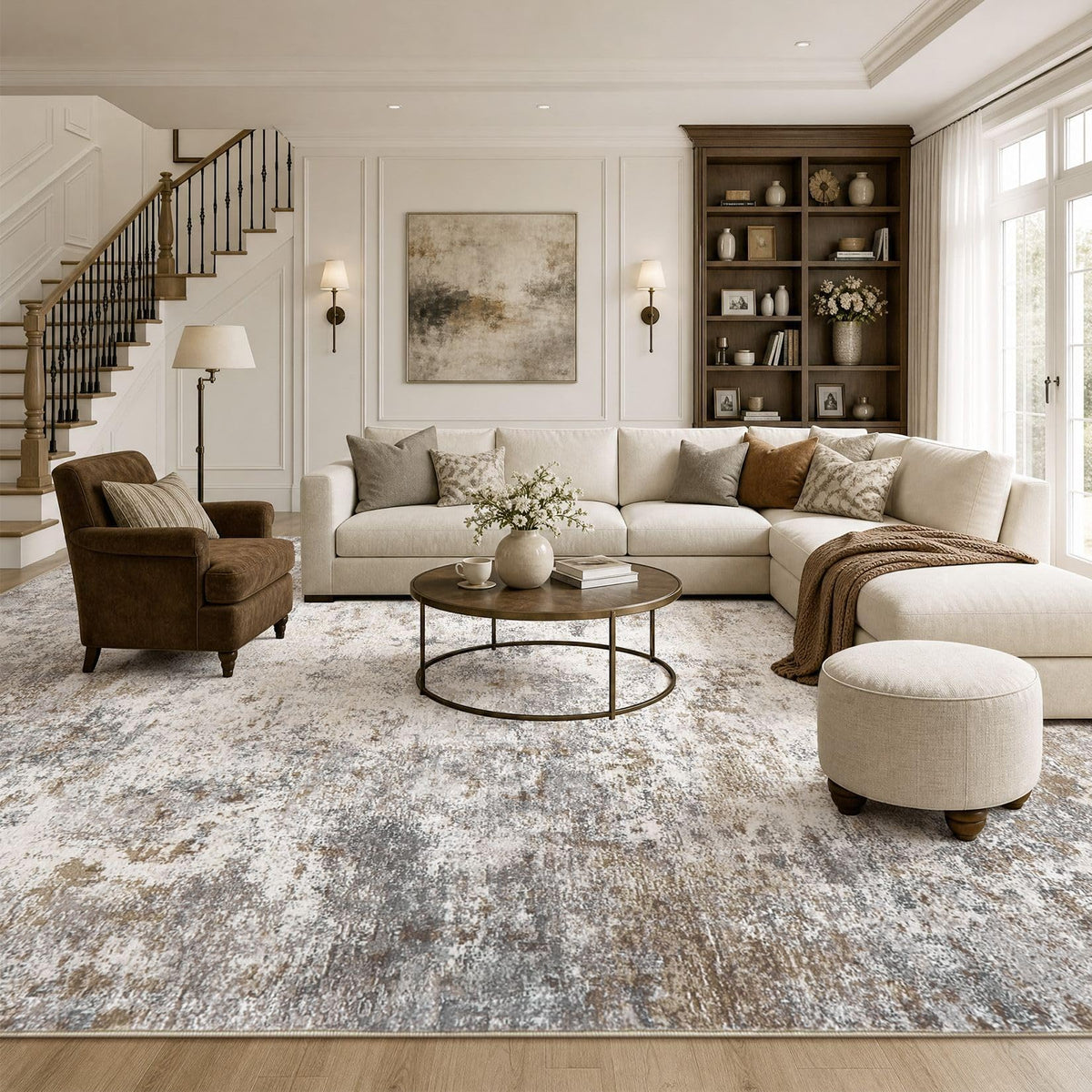 12x15 Area Rug Living Room Rugs Extra Large Brown Grey Carpet (Brown Grey / 12' x 15' (Rectangular))