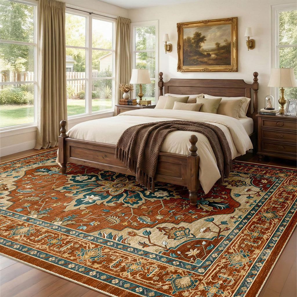 Washable Area Rug (Red/Orange/Blue/Brown / 8' x 10' (Rectangular))