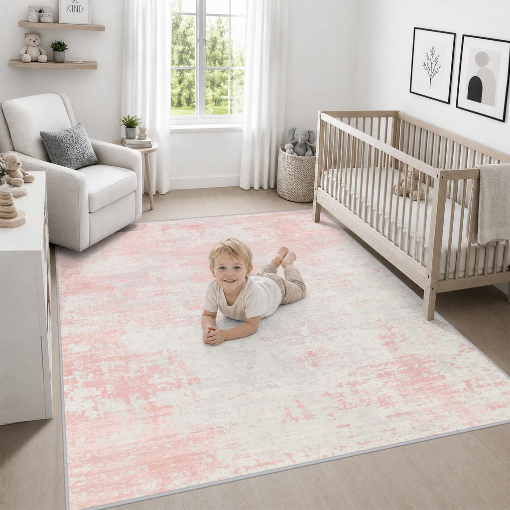 Area Rug Living Room (Pink White / 5' x 5' (Square))