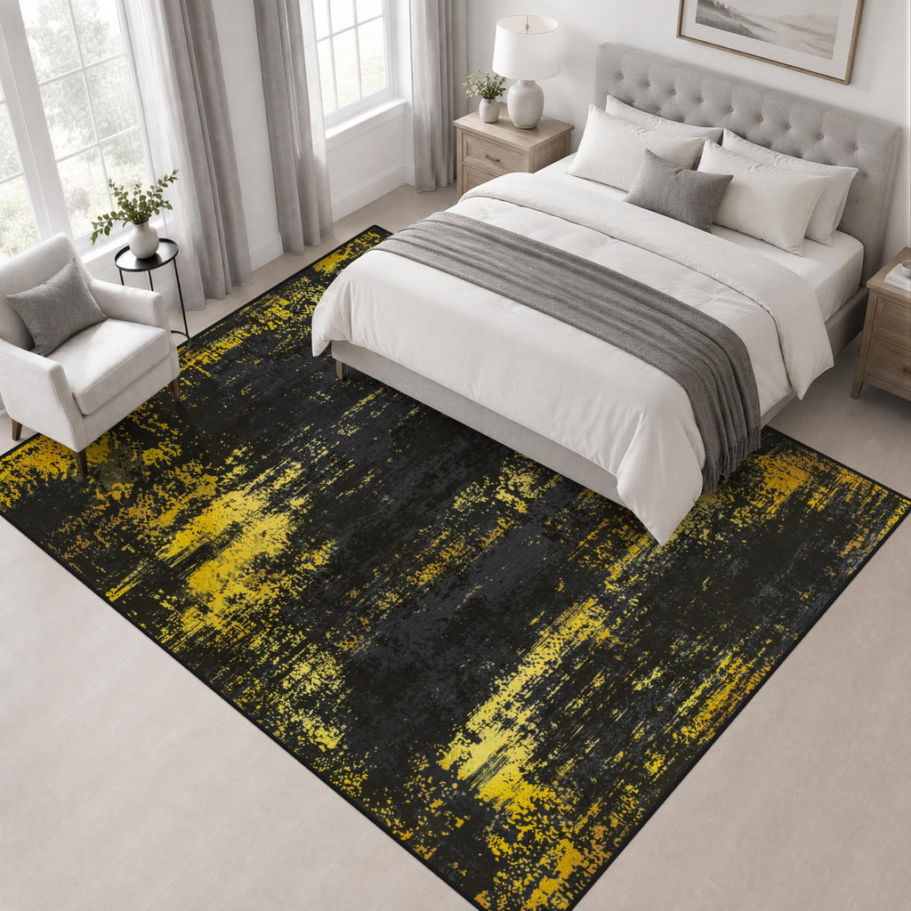 Area Rug Living Room (Dark Black Gold / 8' x 8' (Square))