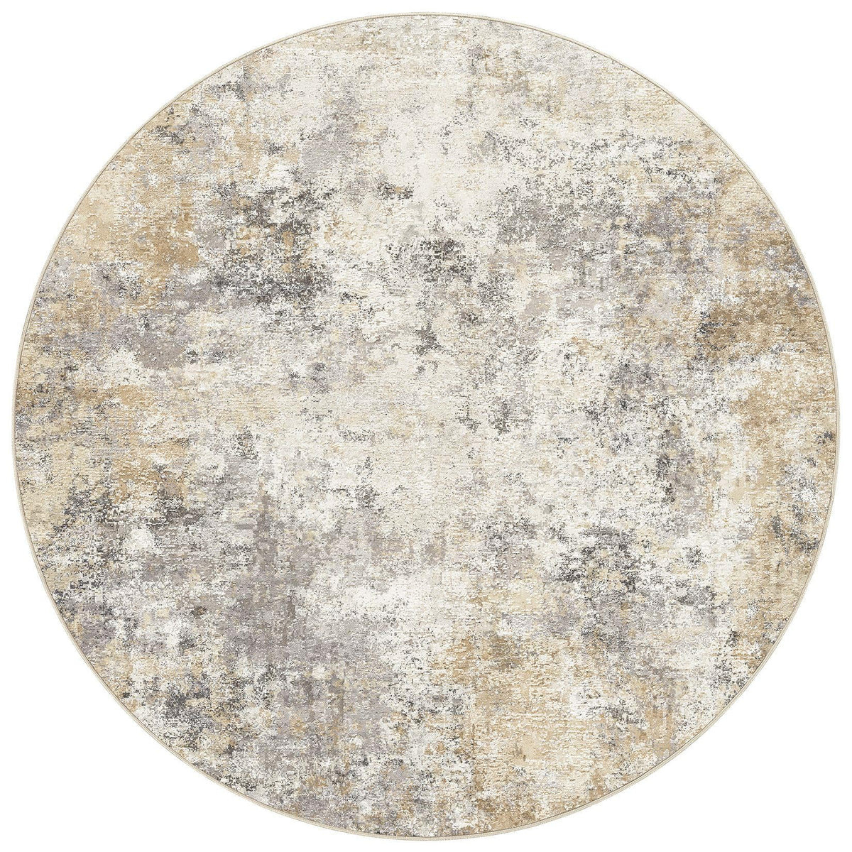 6ft Round Area Rug Living Room Rugs (Golden Grey / 6' (Round))