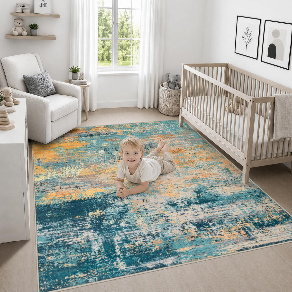Area Rug Living Room (Rosy Haze / 5' x 5' (Square))
