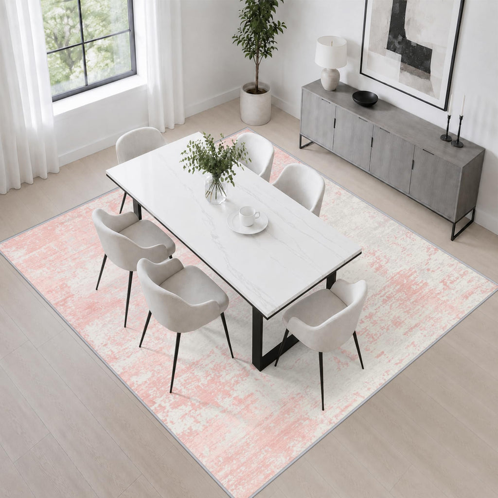 Area Rug Living Room (Pink White / 5' x 5' (Square))