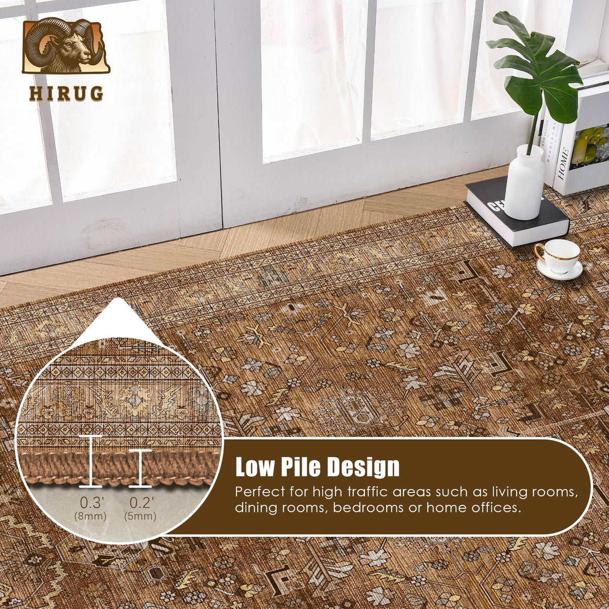 Washable Area Rug 4' x 6' Vintage Traditional Persian Mat (Bronze and Ivory / 4' x 6' (Rectangular))