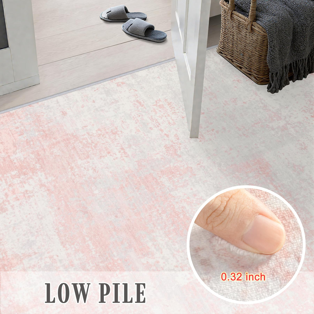 5x8 Area Rug Living Room (Pink White / 5' x 8' (Rectangular))