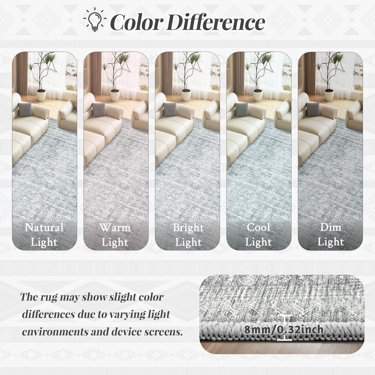 6x9 Area Rugs for Living Room (Grey / 6' x 9' (Rectangular))