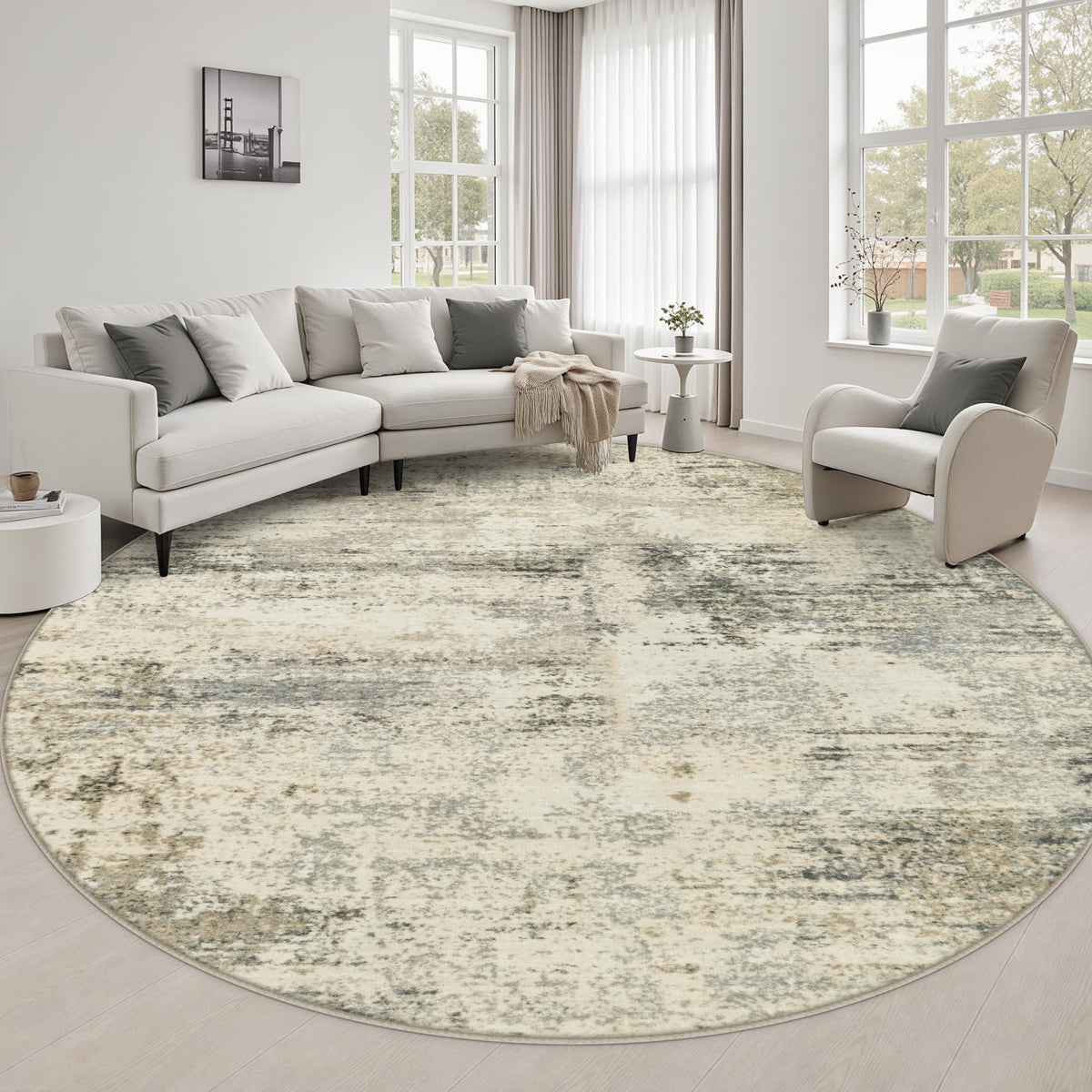 Round Area Rug Living Room (Ash Brown / 8' (Round))