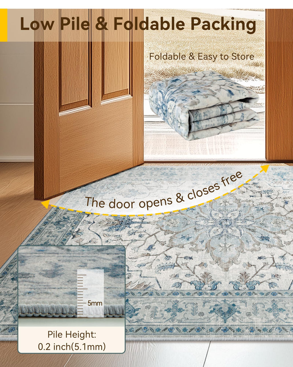 Washable Area Rug (Blue/White/Gray / 6' x 9' (Rectangular))