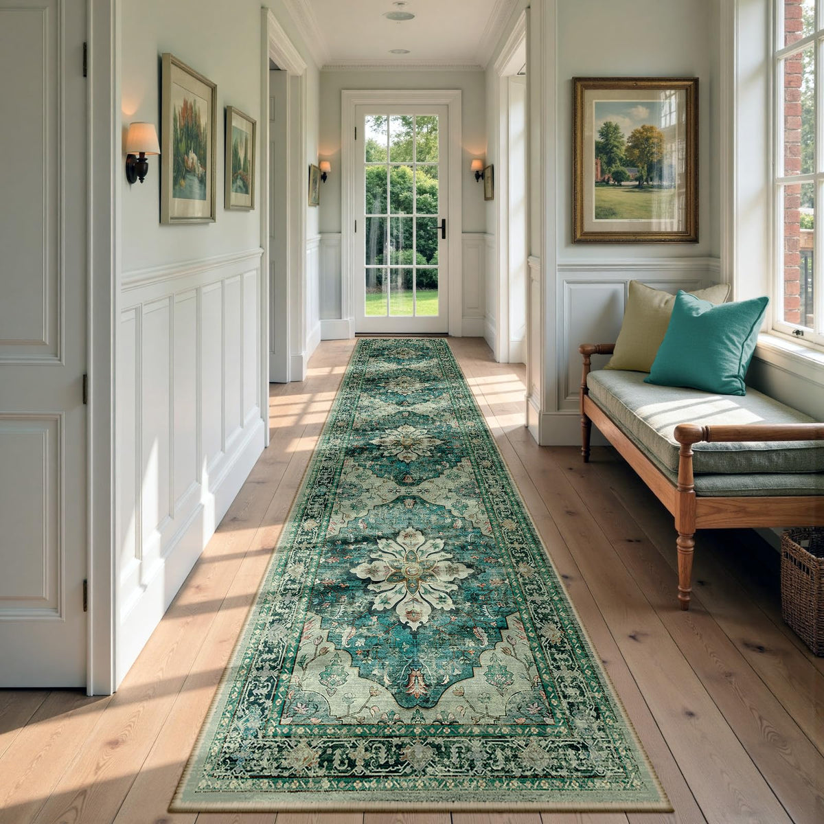 Washable Area Rug (Blue/Vintage Dark Blue / 2'6" x 12' (Rectangular))