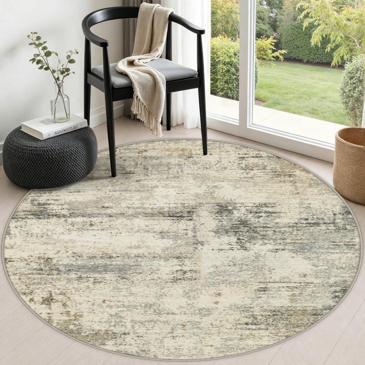 Round Area Rug Living Room (Ash Brown / 4' (Round))