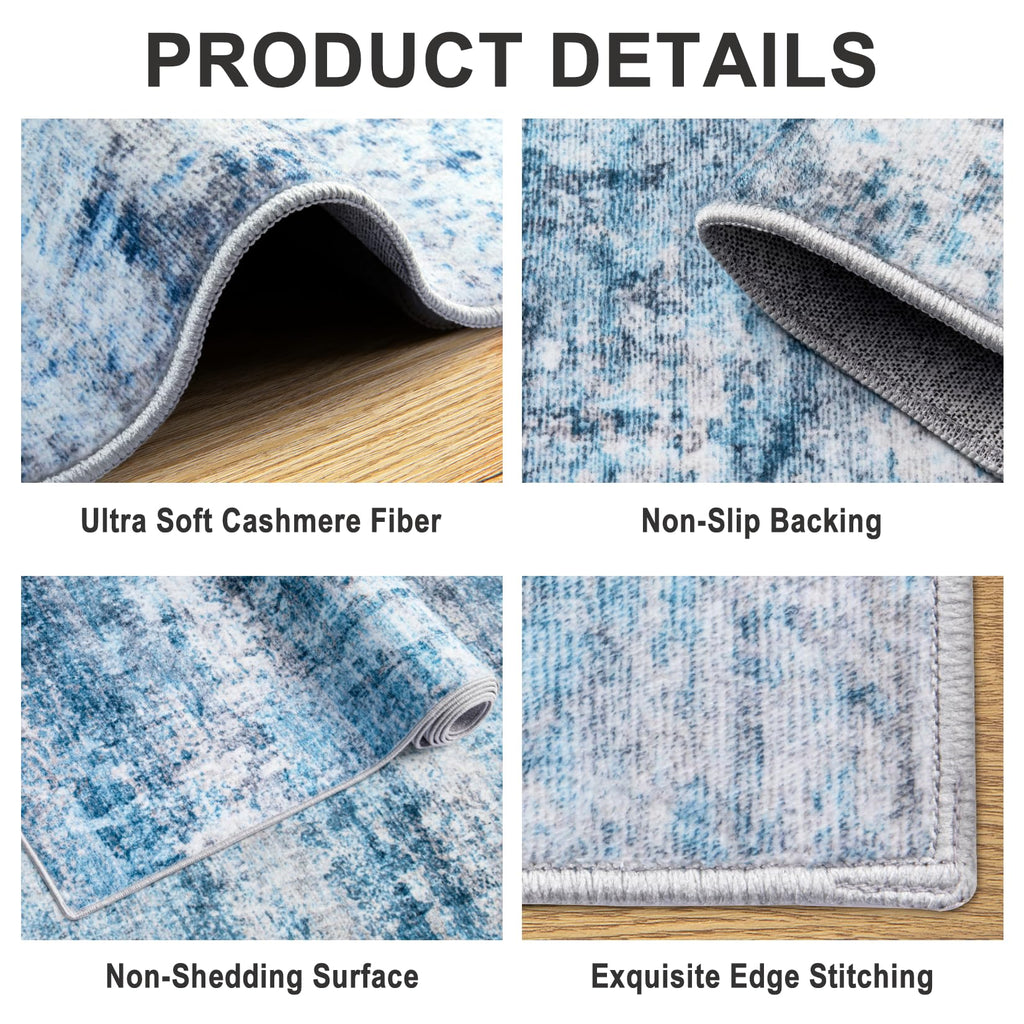 Area Rug Living Room (Blue Grey / 4' x 6' (Rectangular))
