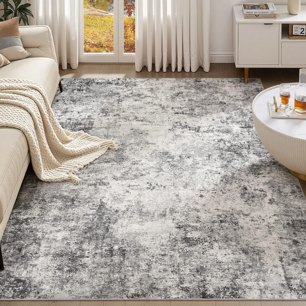 7x9 Area Rug Living Room Rugs (Grey / 7' x 9' (Rectangular))