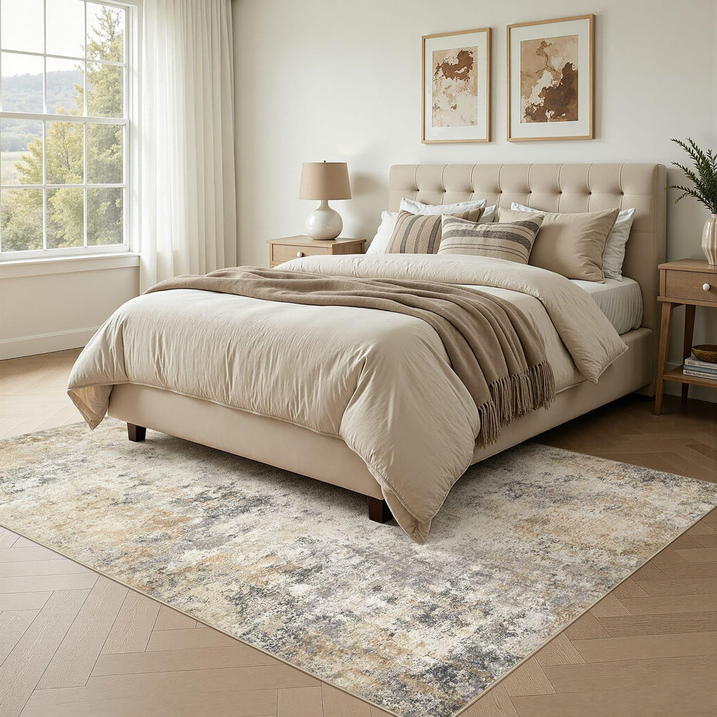 6x9 Washable Area Rug (Golden Grey / 6' x 9' (Rectangular))