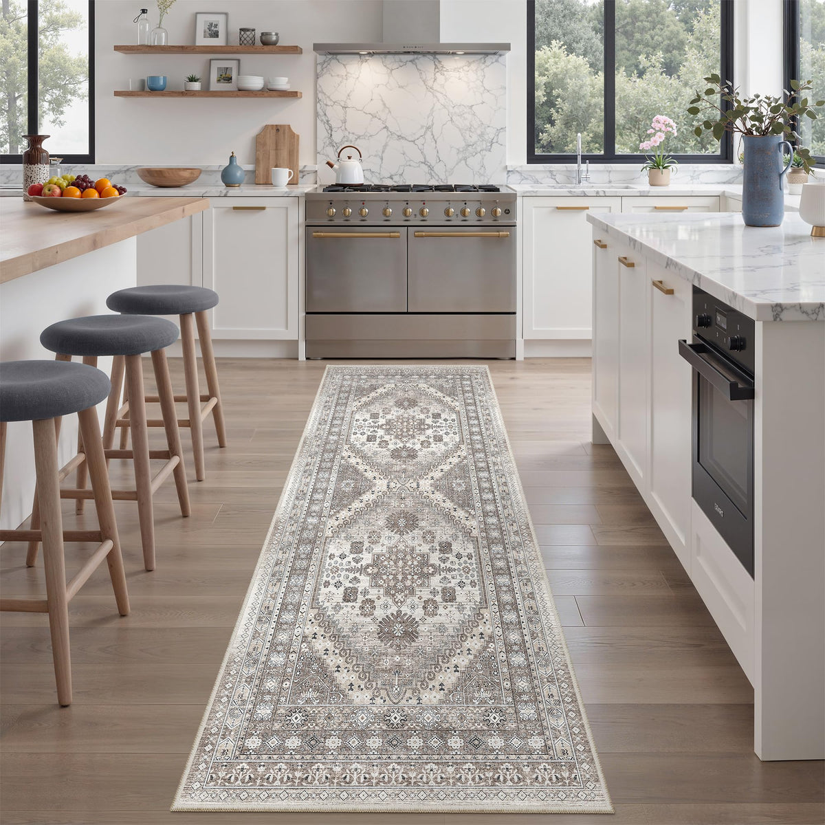 2x5 Rug Runners for Hallways Non Slip (Brown/Beige / 2' x 5' (Runner))