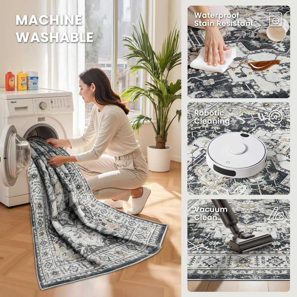 5x7 Area Rugs for Living Room (Black / 5' x 7' (Rectangular))