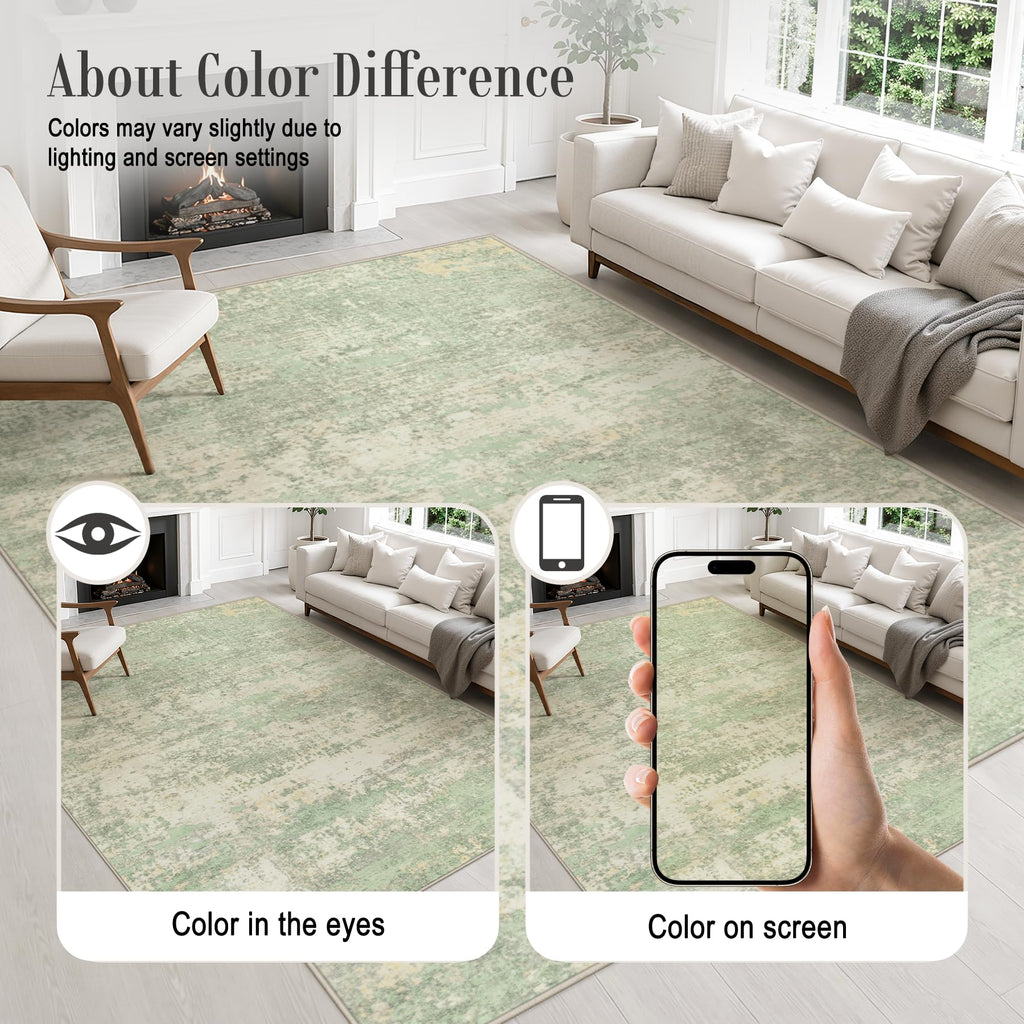 Area Rug Living Room (Green Cream / 4' x 4' (Square))