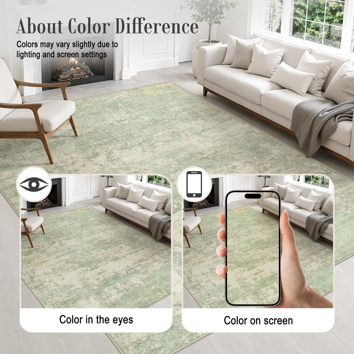 Area Rug Living Room (Green Cream / 4' x 4' (Square))